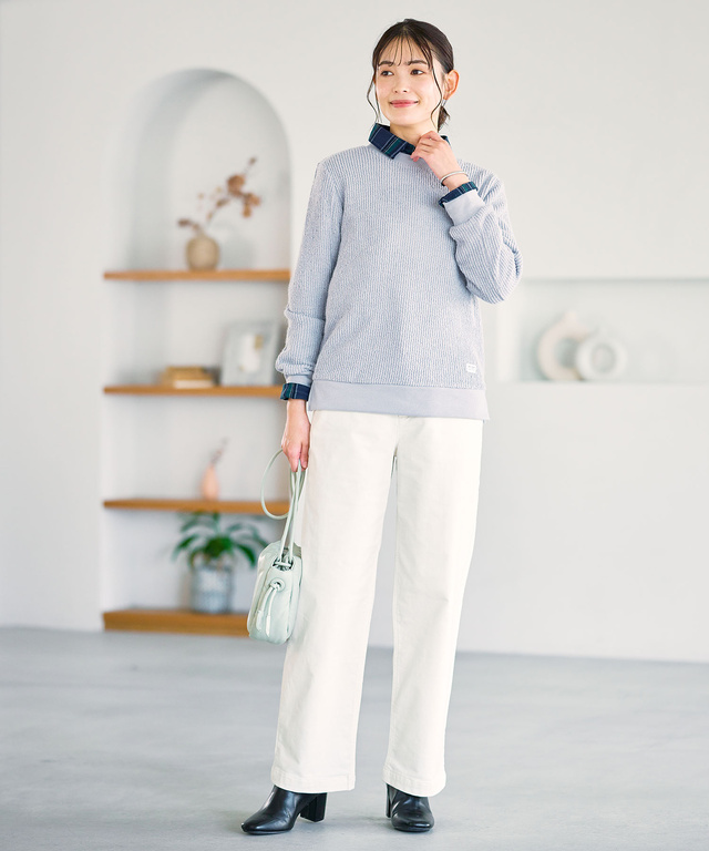 ニット風 クルーネックトレーナー