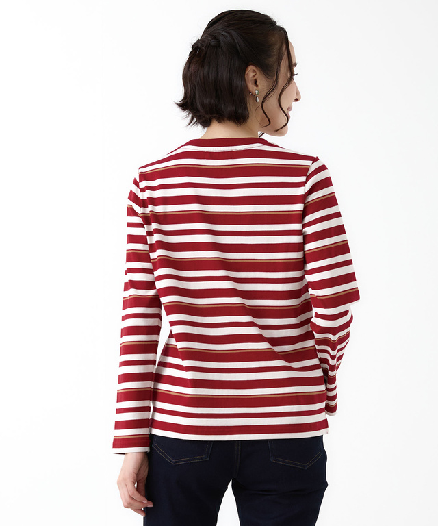 天竺 パネルボーダー クルーネックTシャツ