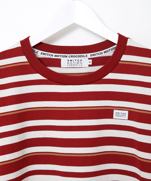 天竺 パネルボーダー クルーネックTシャツ