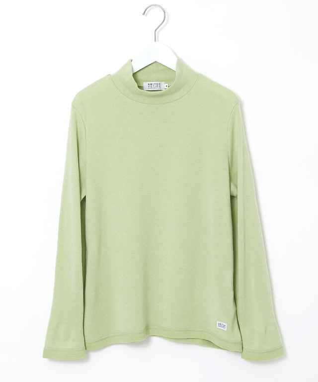 リブボーダー ハイネック カットソー