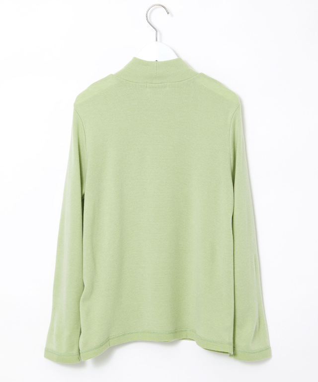 リブボーダー ハイネック カットソー