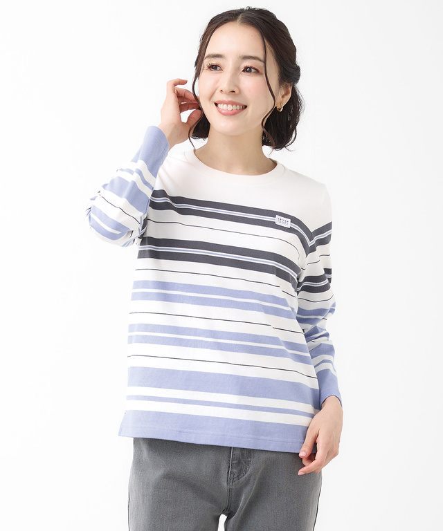 天竺 パネルボーダー カットソー