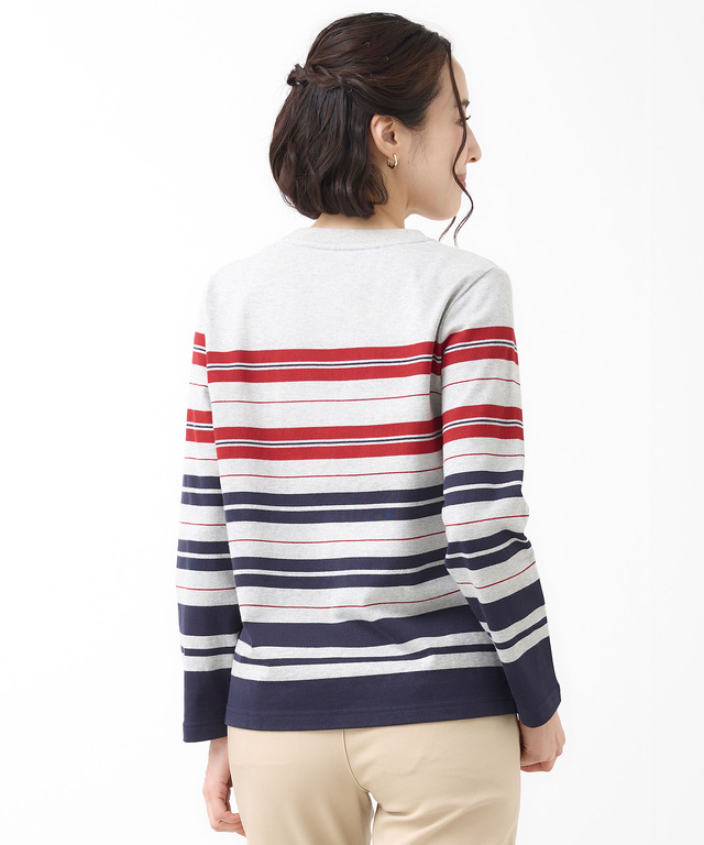 天竺 パネルボーダー カットソー