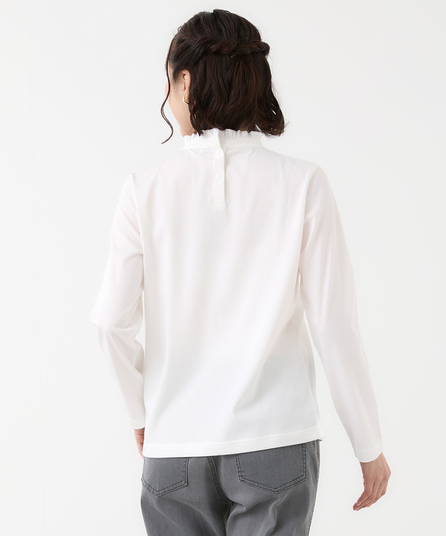 プレーティング天竺 襟フリル カットソー【吸汗速乾】