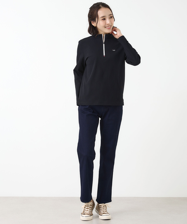 ワッフル ハーフジップ プルオーバー カットソー