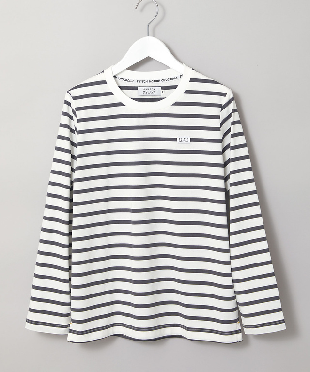 天竺 パネルボーダー クルーネック Tシャツ