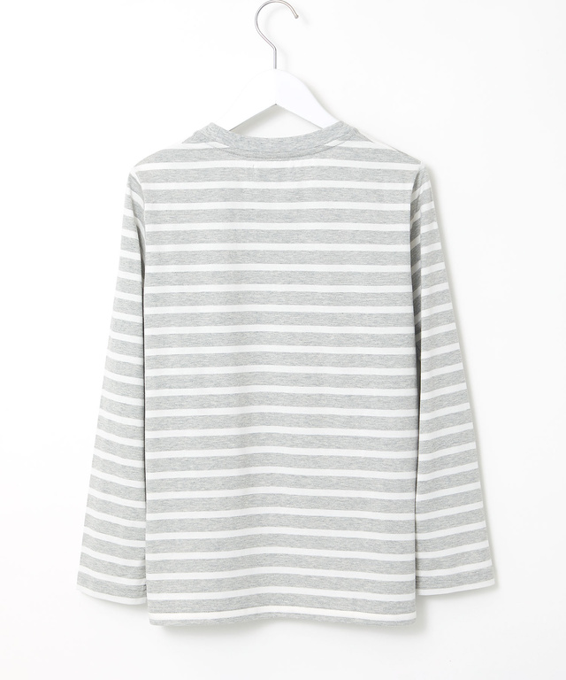 天竺 パネルボーダー クルーネック Tシャツ