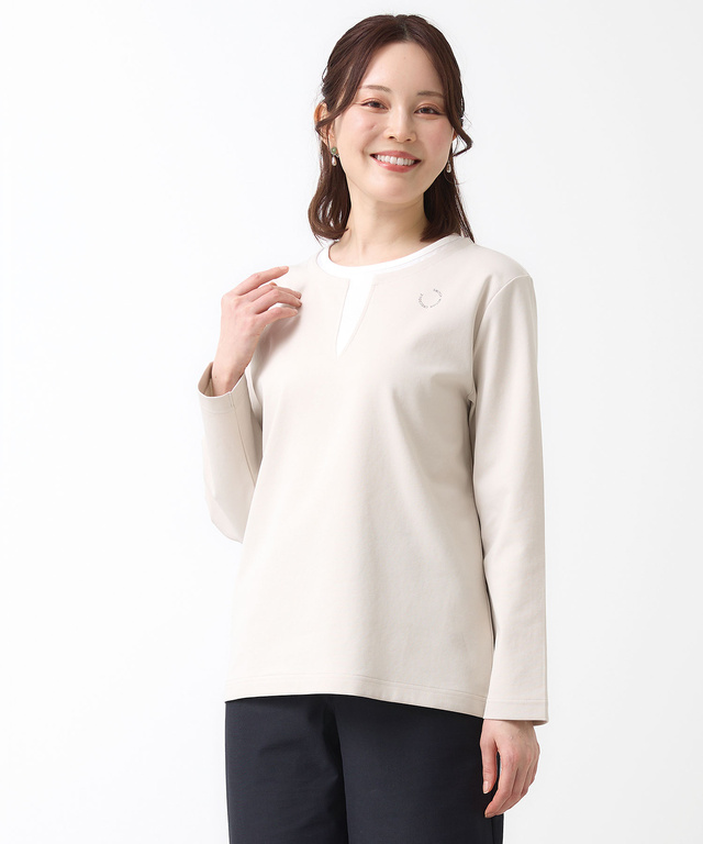 ストレッチポンチ レイヤード風 カットソー