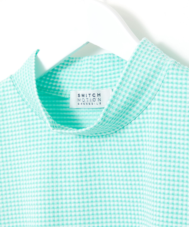 ギンガム ハイネック カットソー