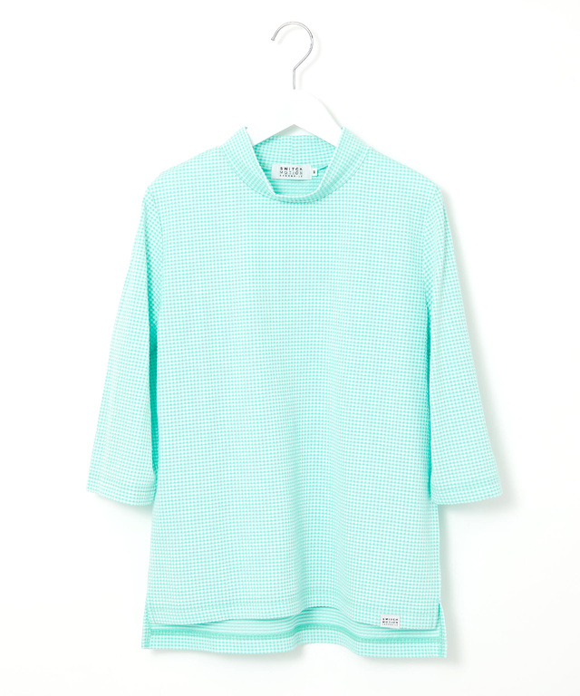 ギンガム ハイネック カットソー