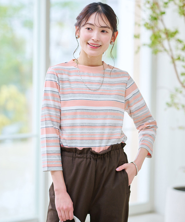 ロープ ジャカード ボーダー カットソー