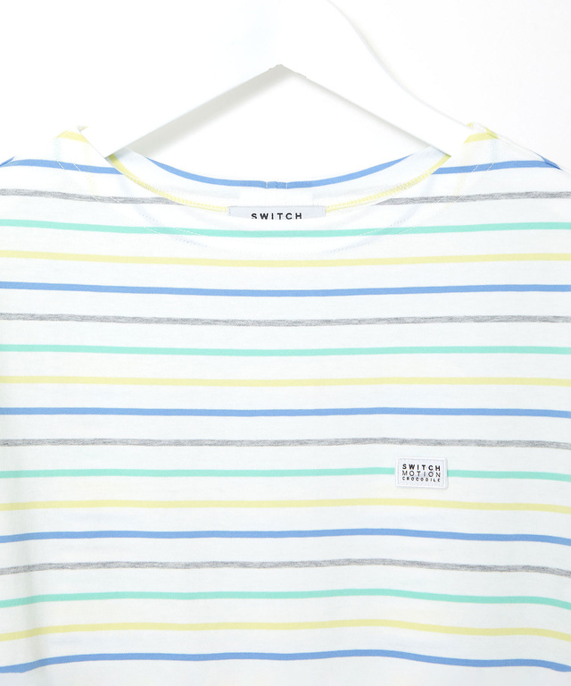 スノーコットン ボーダー 七分袖 Tシャツ【接触冷感】