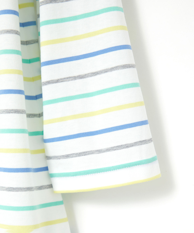 スノーコットン ボーダー 七分袖 Tシャツ【接触冷感】