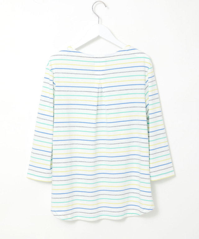 スノーコットン ボーダー 七分袖 Tシャツ【接触冷感】