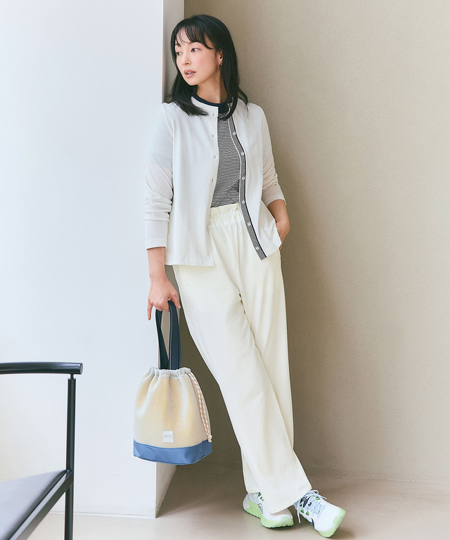 スノーコットン クルーネック カーディガン【接触冷感】