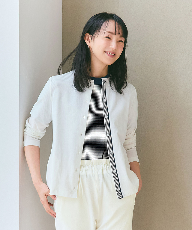 スノーコットン クルーネック カーディガン【接触冷感】