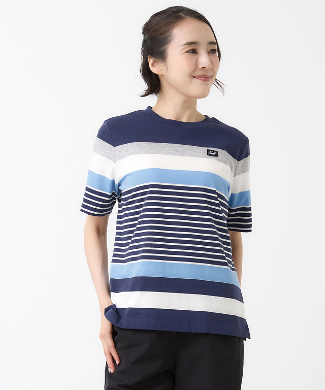 スノーコットン 天竺 パネルボーダー Tシャツ【接触冷感】