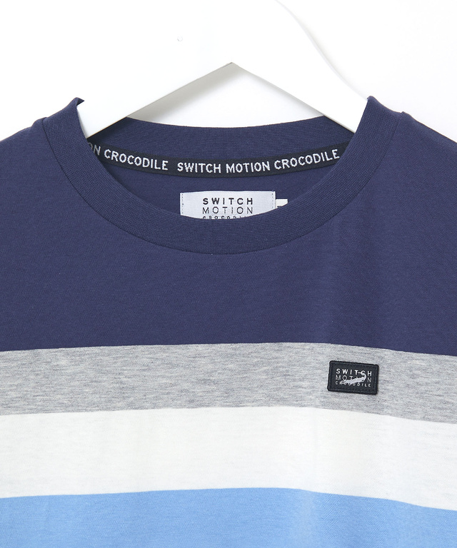 スノーコットン 天竺 パネルボーダー Tシャツ【接触冷感】