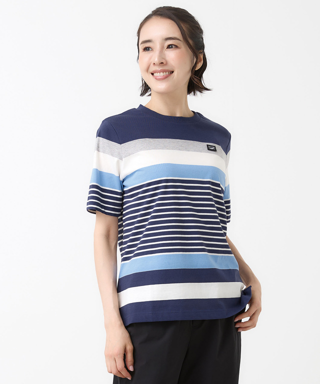 スノーコットン 天竺 パネルボーダー Tシャツ【接触冷感】