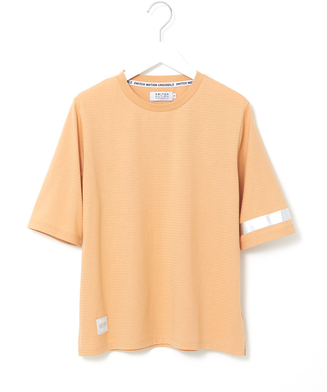 シャドーボーダー天竺 袖ライン Tシャツ