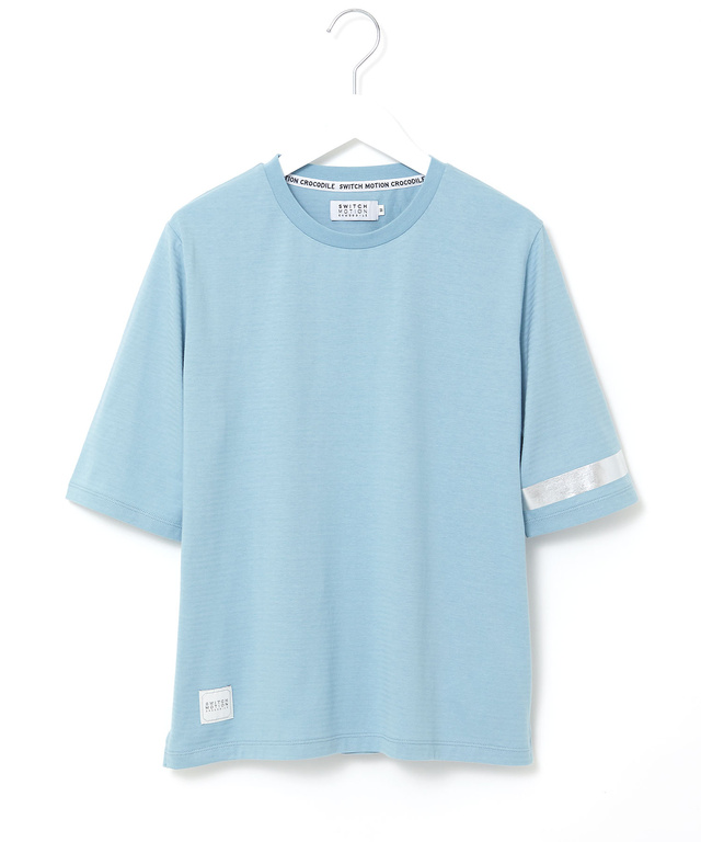 シャドーボーダー天竺 袖ライン Tシャツ