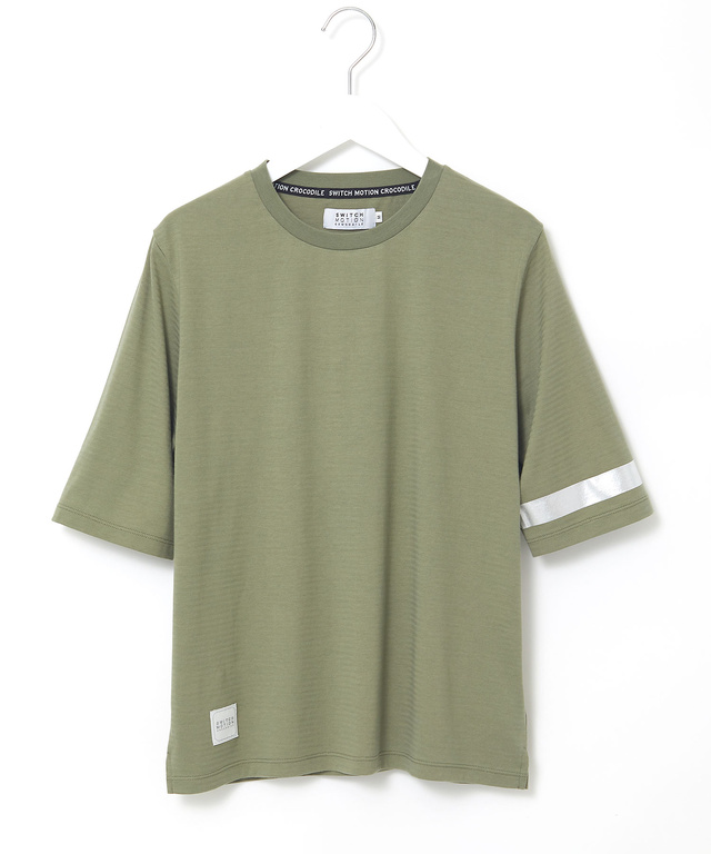 シャドーボーダー天竺 袖ライン Tシャツ