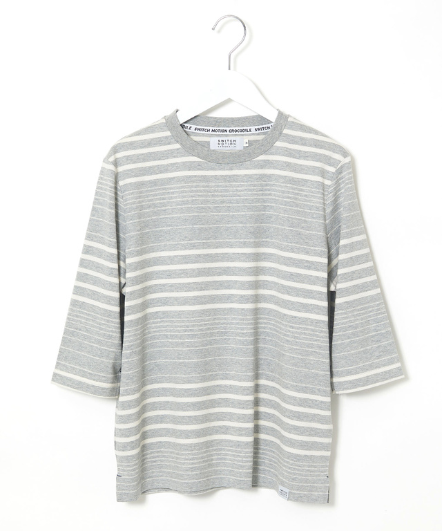 天竺 ボーダー6分袖 Tシャツ