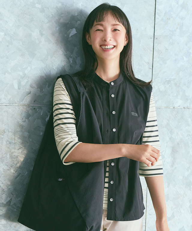 天竺 ウエスト切替 ジレ 【吸汗速乾】【シワになりにくい】