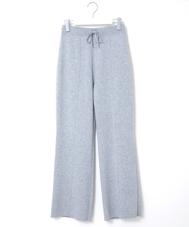 ピンタック ダブルジャカード ニットパンツ【手洗いOK】