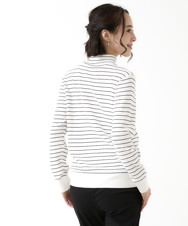 タートルネック 配色 ニット【手洗いOK】