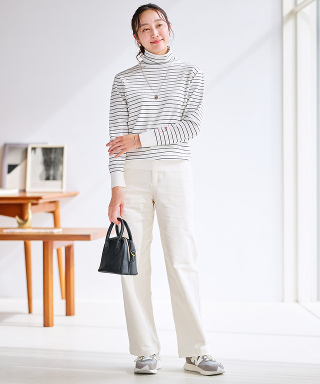 タートルネック 配色 ニット【手洗いOK】