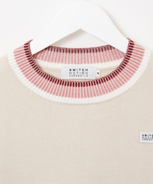 襟配色 ハイネックプルオーバー ニット