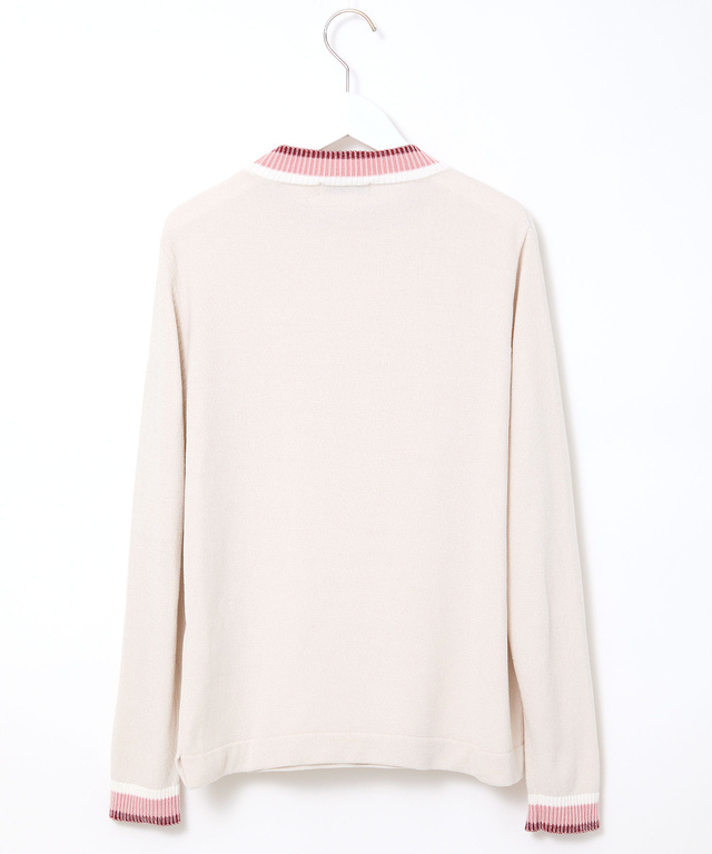 襟配色 ハイネックプルオーバー ニット