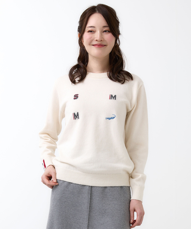 ロゴ クルーネック ニット【日本製】