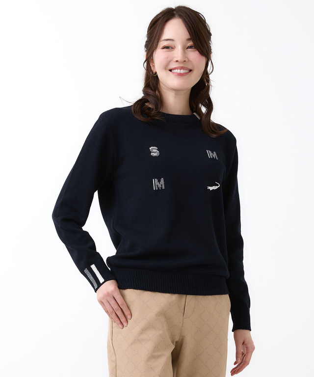 ロゴ クルーネック ニット【日本製】