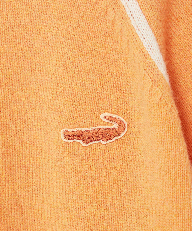 ウールブレンド リブ配色 プルオーバーニット