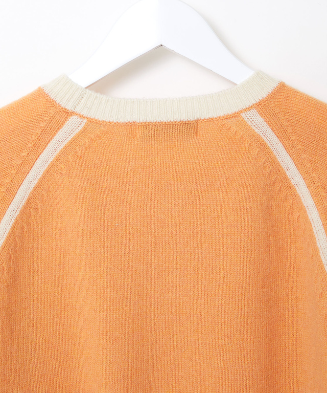 ウールブレンド リブ配色 プルオーバーニット