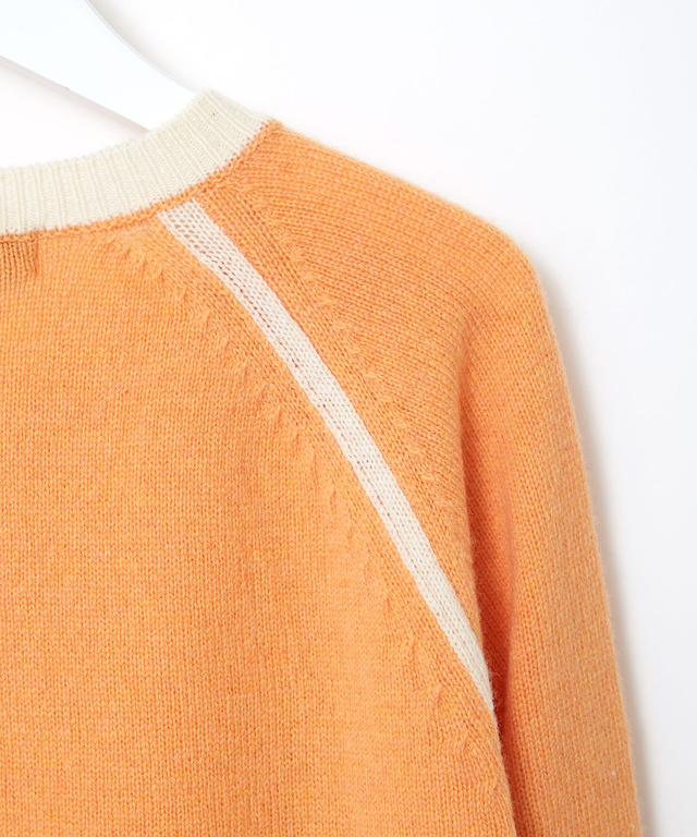 ウールブレンド リブ配色 プルオーバーニット