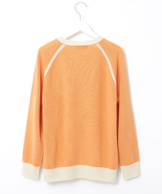 ウールブレンド リブ配色 プルオーバーニット