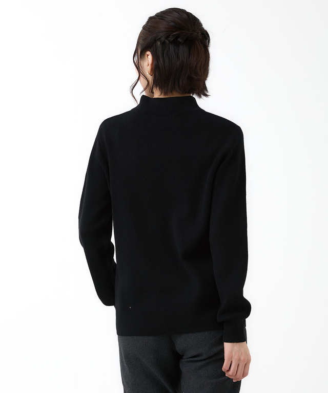 ハイネック リブデザイン ニット