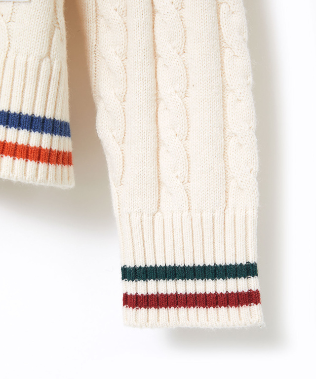 ウールブレンド  ケーブル  Vネック ニット