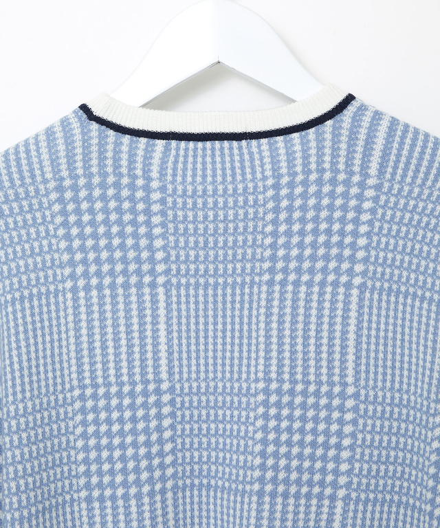 ウールブレンド 千鳥柄チェック 配色 ニット