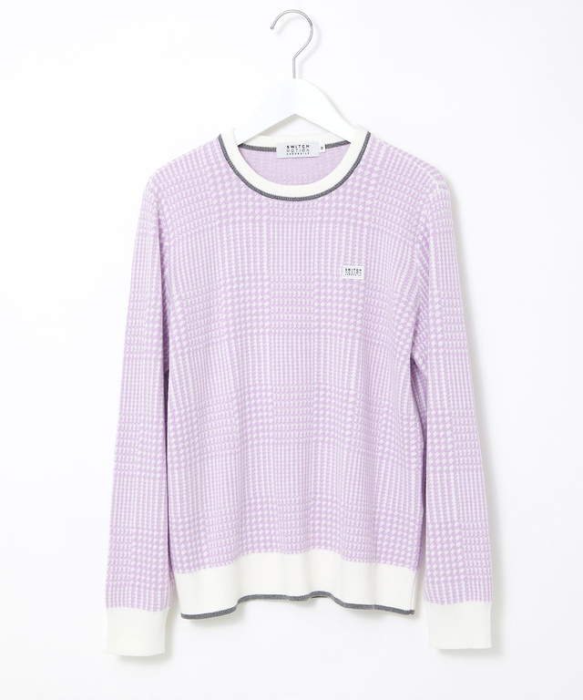 ウールブレンド 千鳥柄チェック 配色 ニット