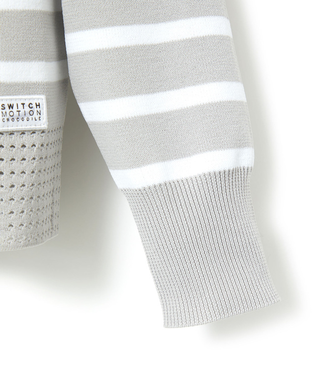 ボーダー柄 ジップアップ ニットパーカー【手洗いOK】