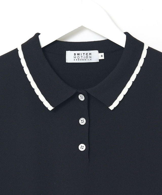 襟パイピング ニット ポロシャツ【ZERO POLO SHIRT】