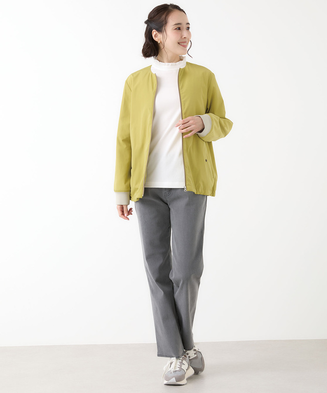 中綿 ノーカラー ブルゾン