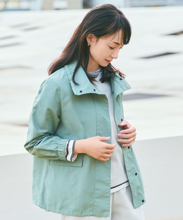 コットンナイロン スタンドカラー ブルゾン