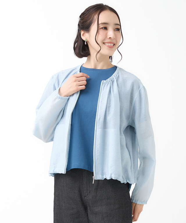 ギャザーデザイン シアーブルゾン【手洗いOK】
