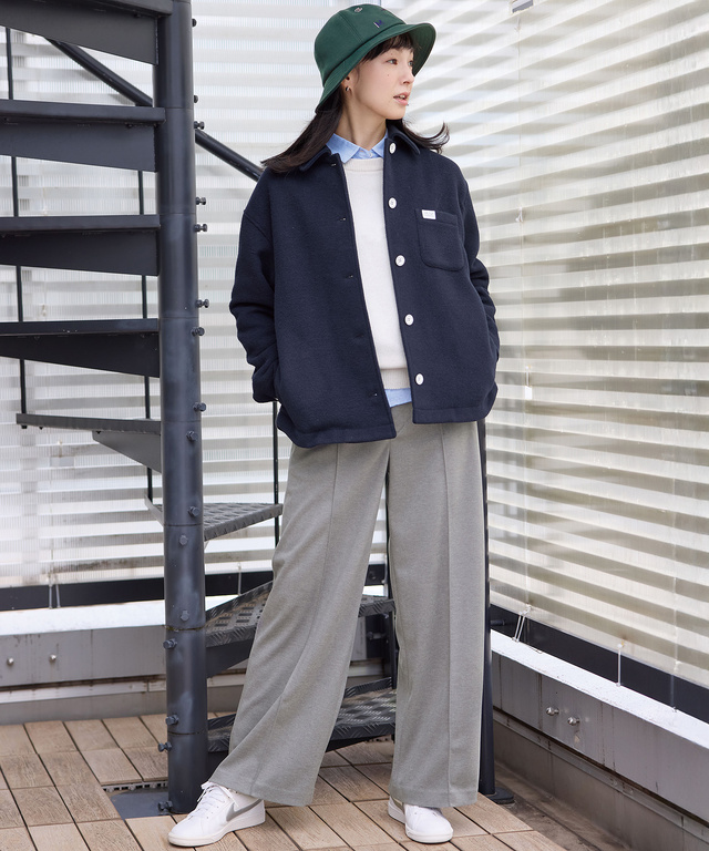 ジャージ素材 セミワイド パンツ